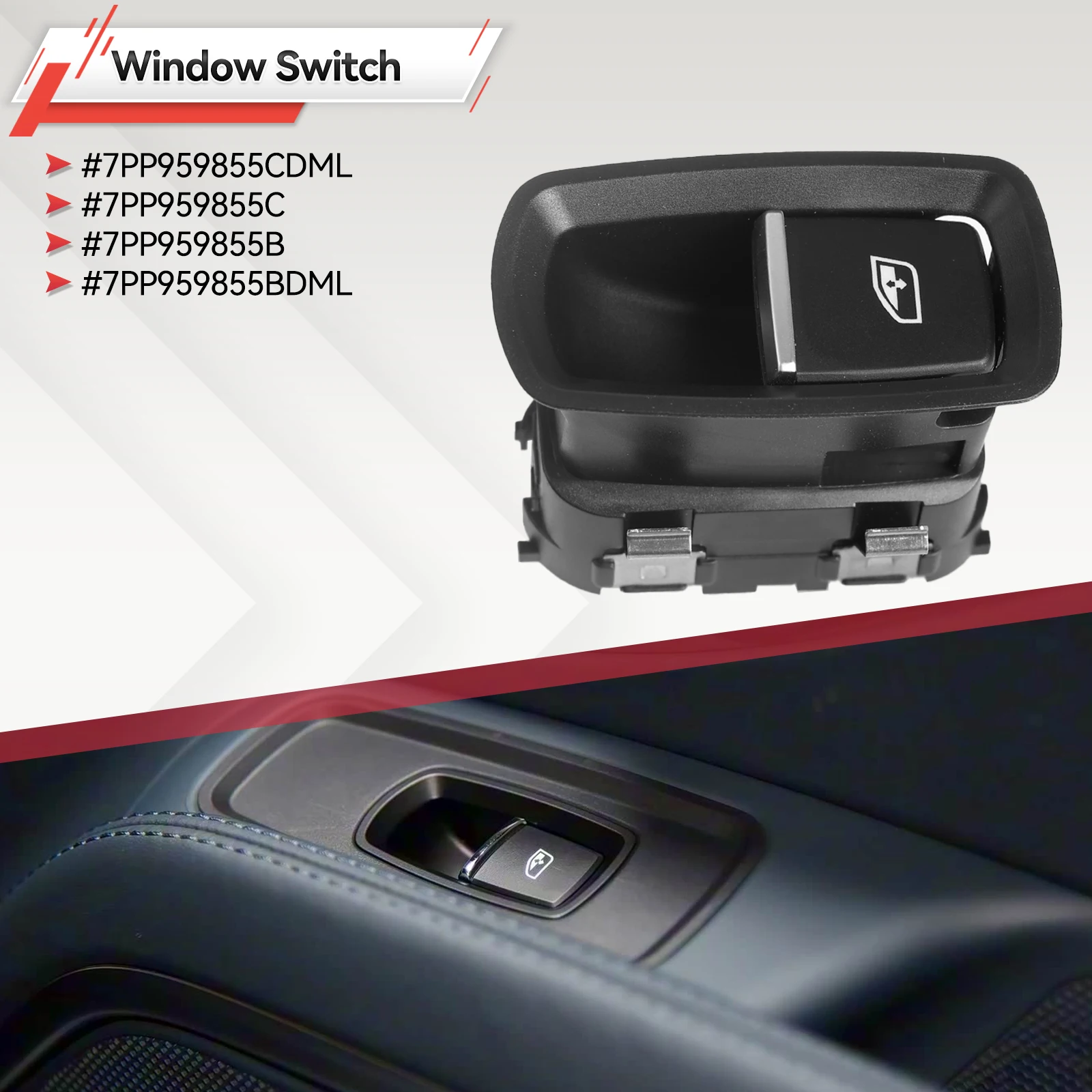 Passenger Side Electric Window Switch 7PP959855C For Porsche Cayenne Macan Panamera 911 918 Boxster 7PP959855B