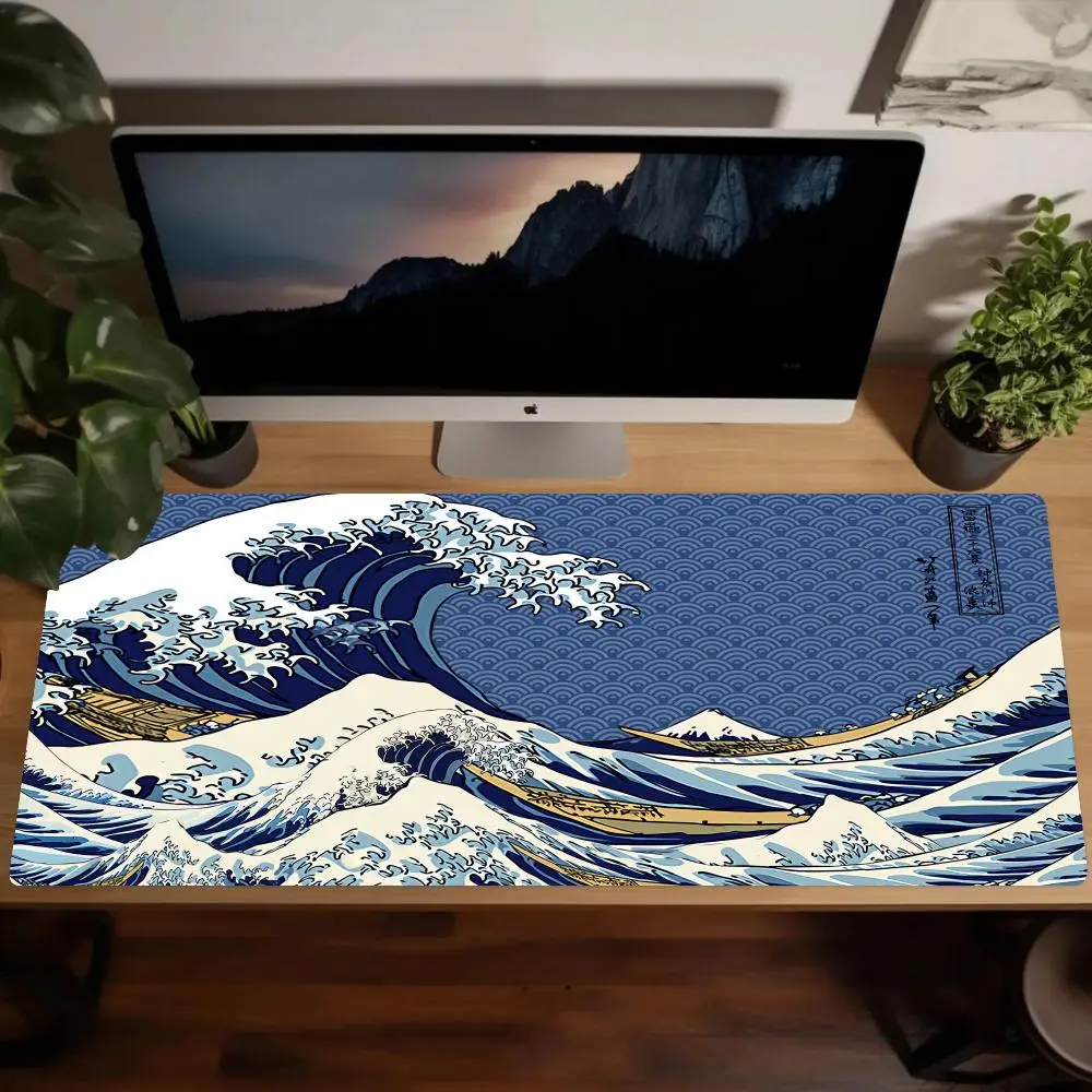 1200x600mm Table Mat PC Game Keyboard Pads Oversize Great Wave Art HD Mousepad Game Desk Pad Natural Rubber Mice Pad Alfombrilla