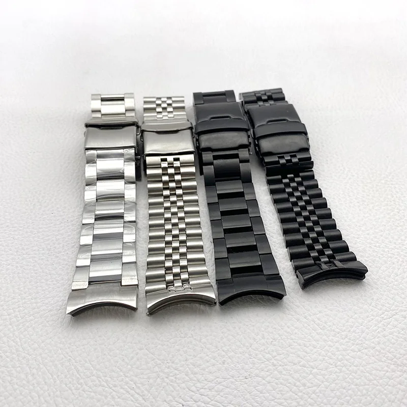 Mod Samurai King SRPE Watch Bracelet Stainless Steel 22mm Watch Strap Deployment Folding Buckle Solid Arc Ends Watch Band