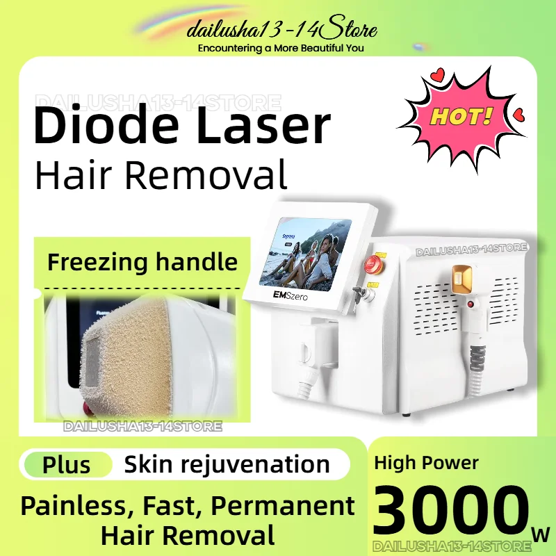 

Diode Laser Hair Removal Machine 3 wavelengths Ice Platinum 3000W Painless Permanent Epilator Skin Rejuvenation For Salon