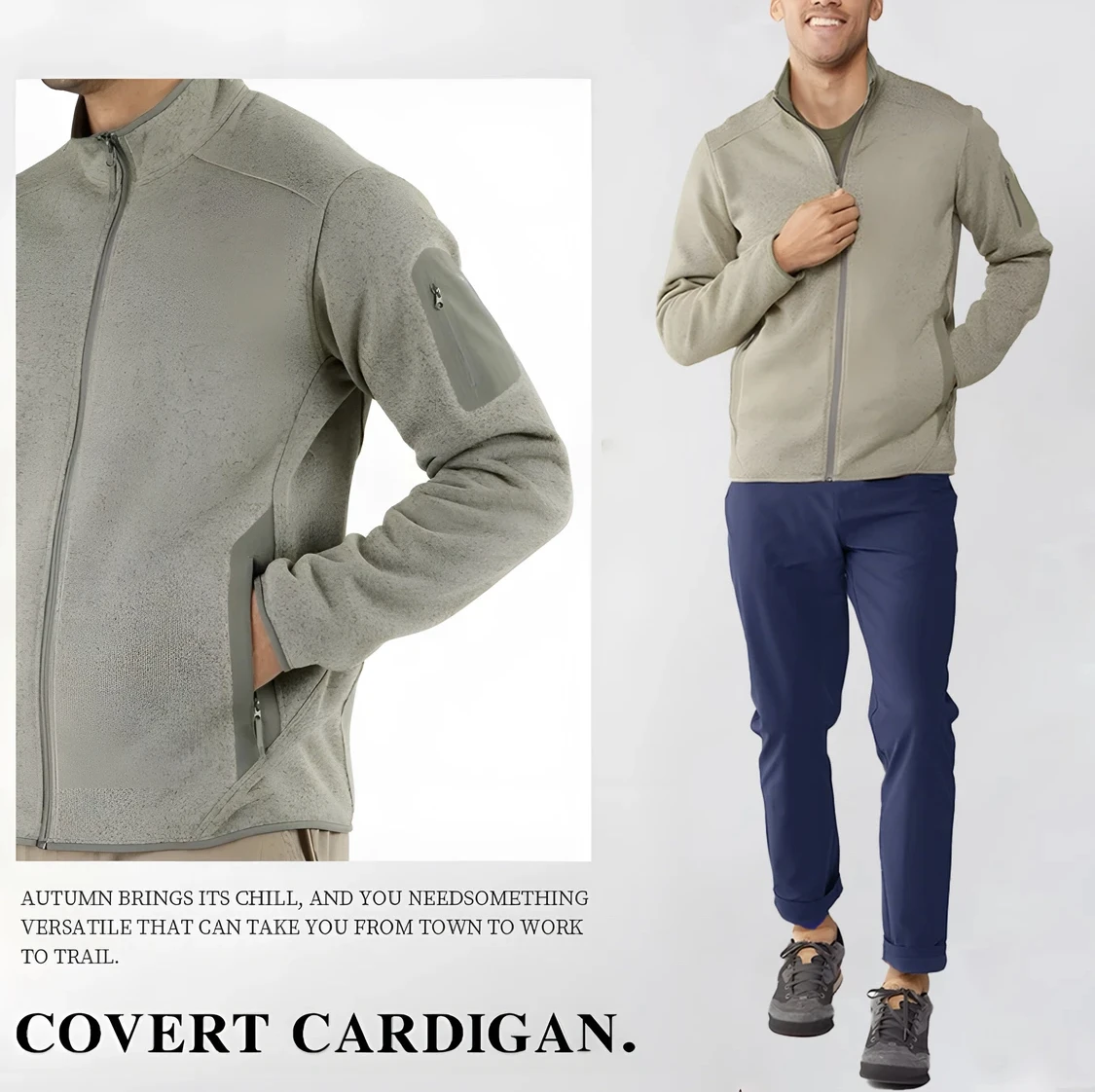 

Мужская осенне-зимняя теплая куртка из флиса с высокой степенью защиты от сминания, дышащая, из полиэстера, с внутренними карманами, повседневная.