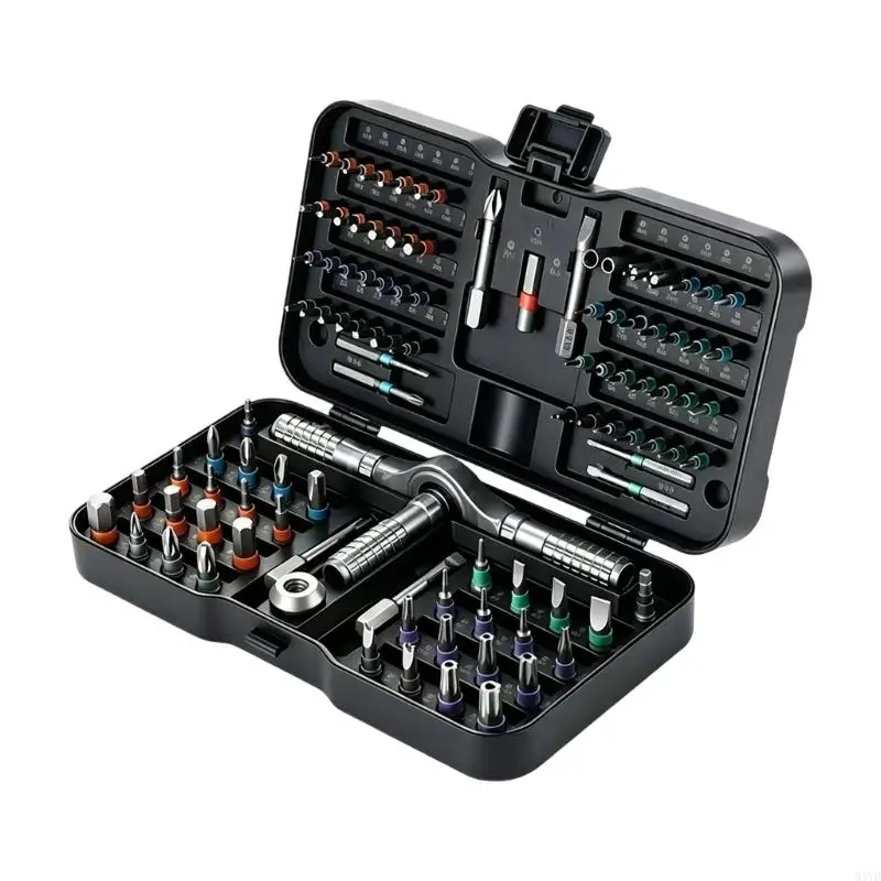105 In 1 Precisions Ratcheting Screwdriver Set Featuring High Strength Mechanism And Comfortable Grip Handle M4YD