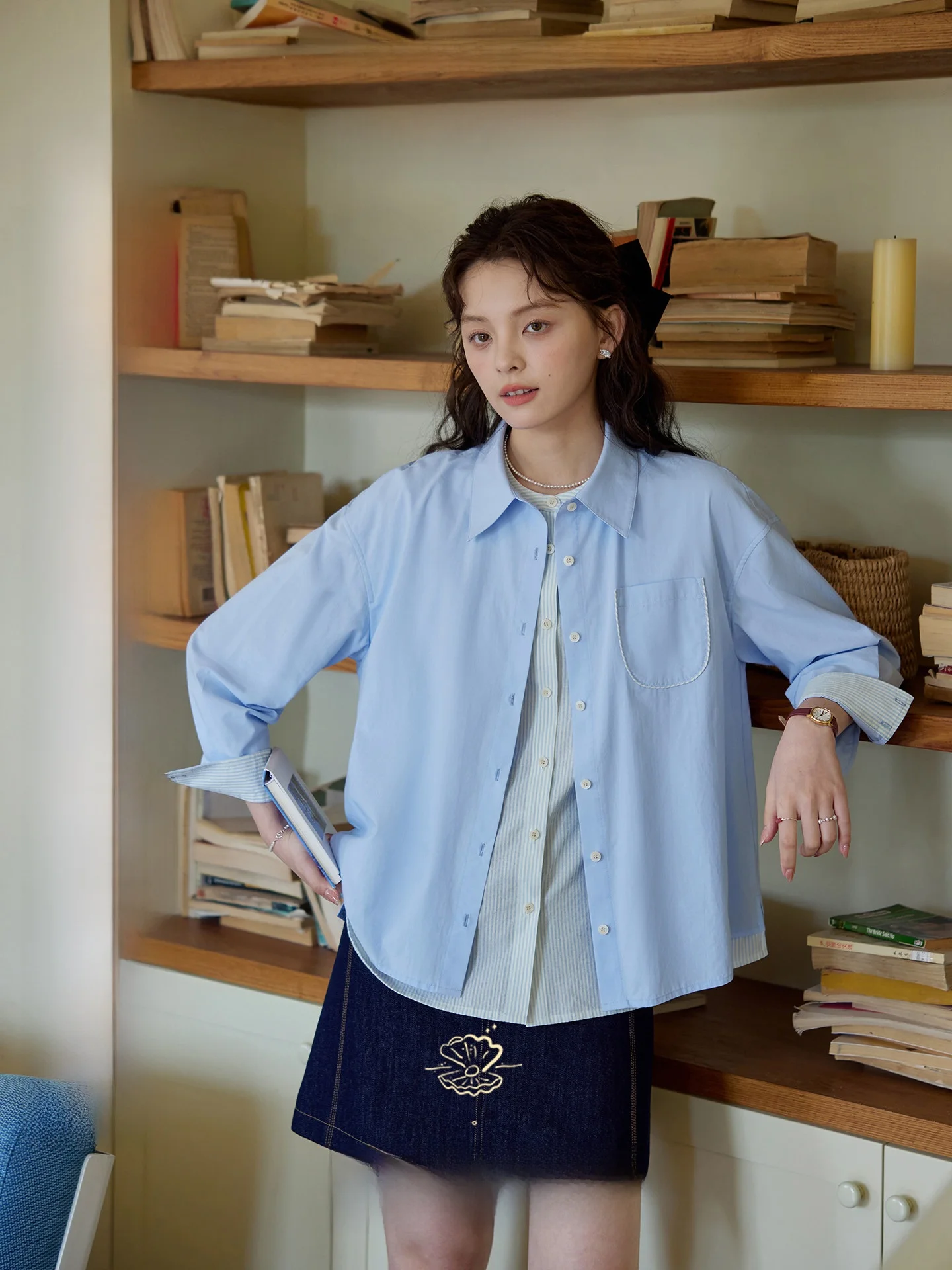 

Новая повседневная женская рубашка с длинным рукавом в полоску и пэчворк, свободного кроя, из смесового хлопка, удобная, для ранней осени, в винтажном стиле