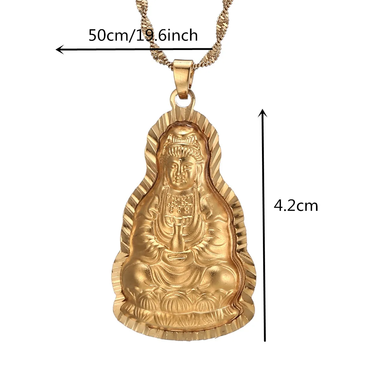 Buddhist Guanyin Pendant Necklace Golden Chinese Style Ornament Buddha Amulet Hinduism