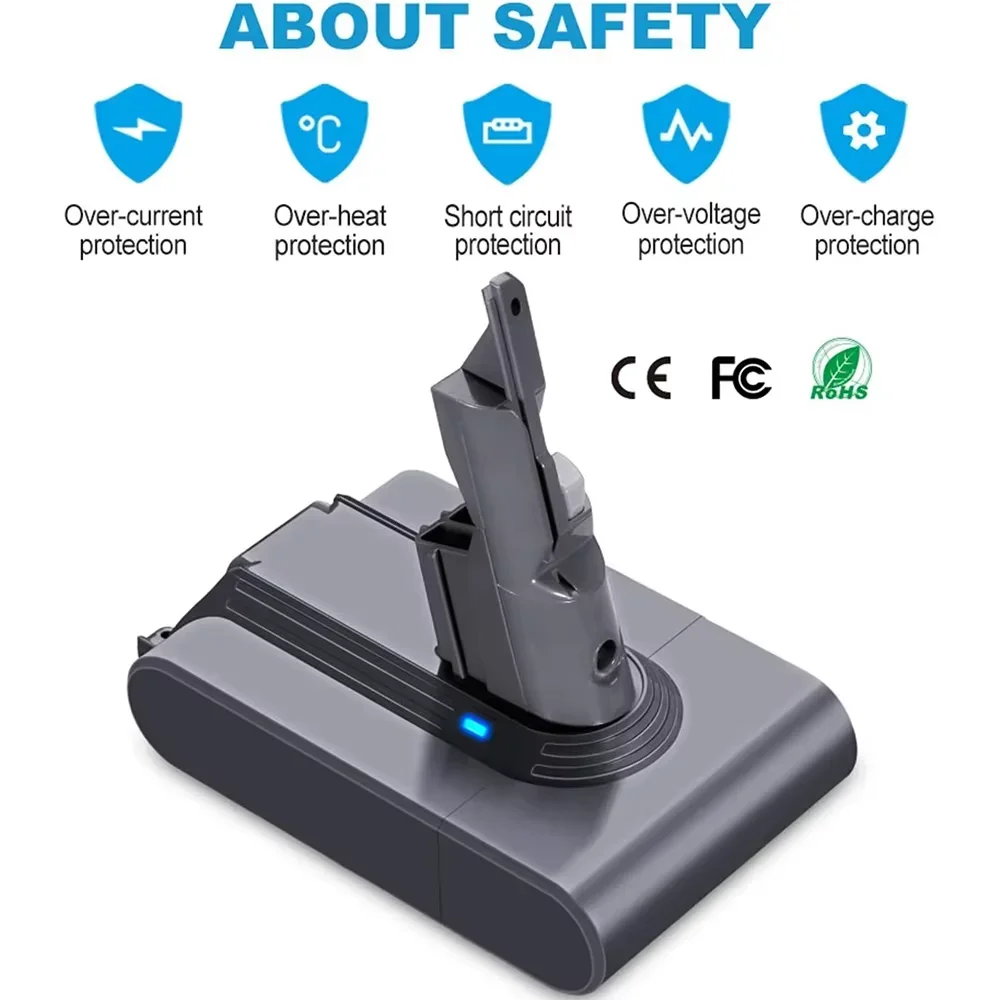 For Dyson V7 Battery 21.6V 2000mAh 2500mAh 3000mAh 4000mAh Replacement Handheld Vacuum Cleaner Battery Long Runtime Spare Power