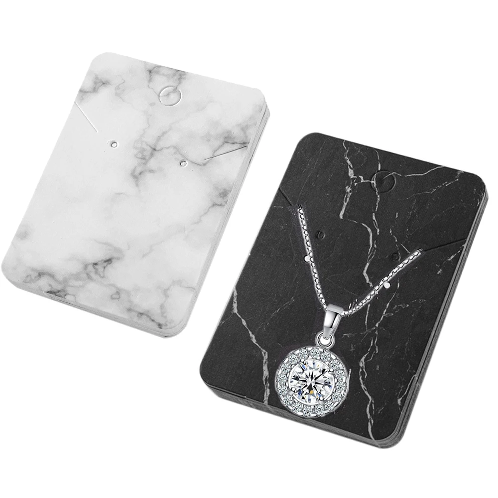 50pcs 5x7cm Marble Earring Necklace Display Card Black White Parper Holder for Jewelry Selling Small Businesses Packaging Supply