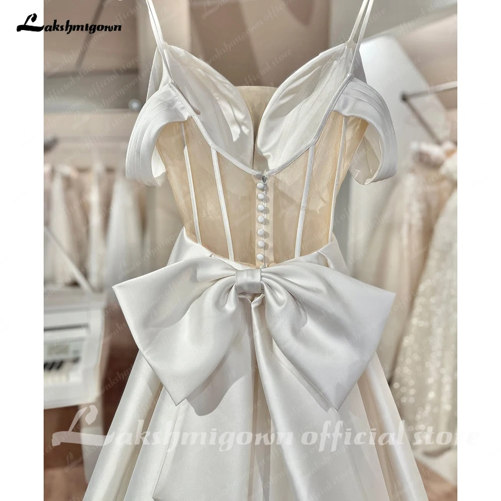 Lakshmigown Luxury Wedding Dresses Women's A Line Sexy Off Shoulder Sweetheart Princess Bridal Gowns Satin Vestidos Customized image 5