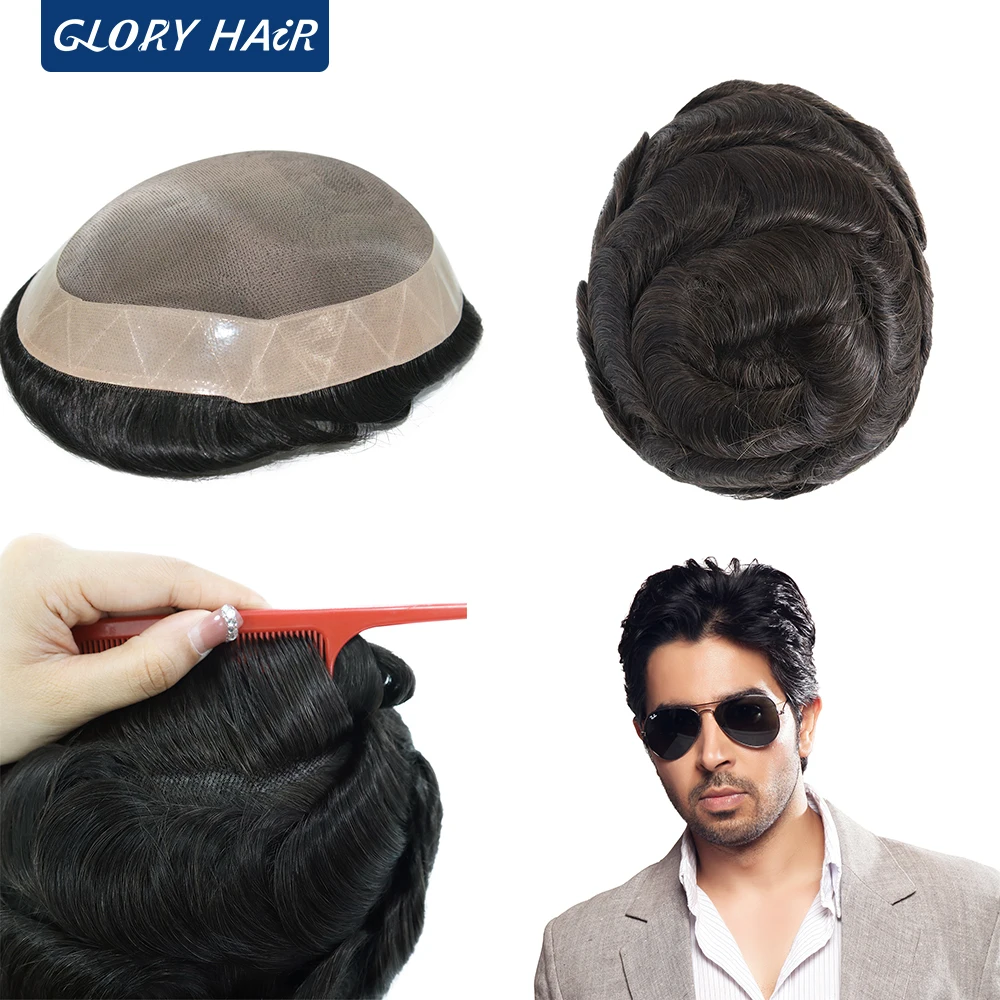 6 "رجل نظام الشعر دورا مونو الرجال الشعرية الاصطناعية خصلات الشعر 100 شعر بشري هندي شعر مستعار رجل