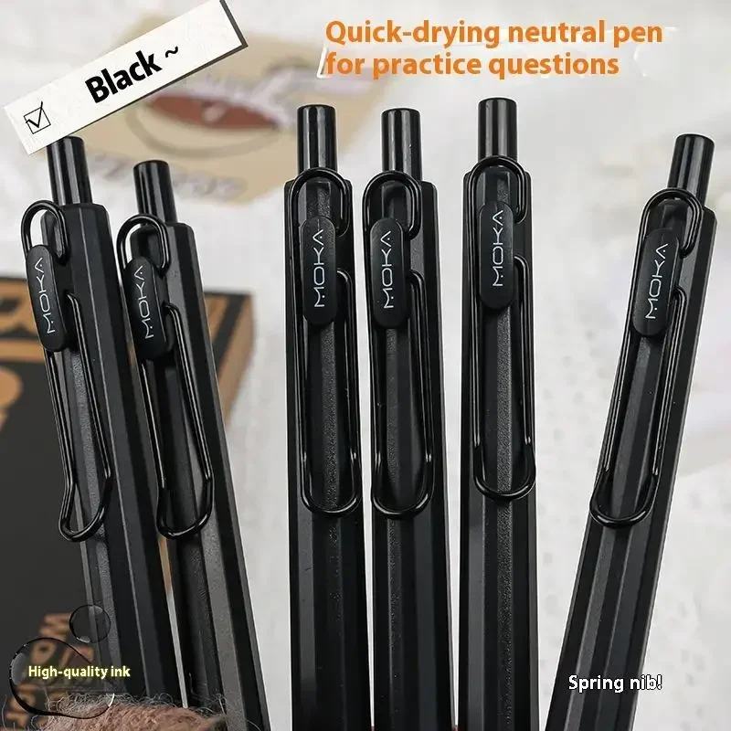 6 Stuks Intrekbare Gel Inkt Pen Siliconen Pen Grip ST Tip Sneldrogende Inkt Geen Smudge 0.5mm Zwarte inkt Glad Schrijven