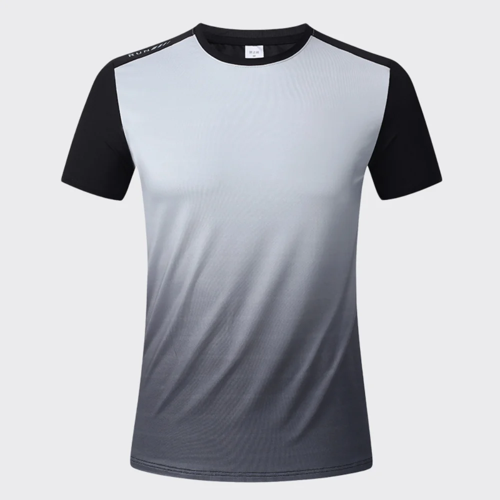 Men's Fitness Running T-Shirt Gym Sports Gradient Shirts Short Sleeve Summer Men Quick Dry Top Tee Breathable Workout Sweatshirt view 5