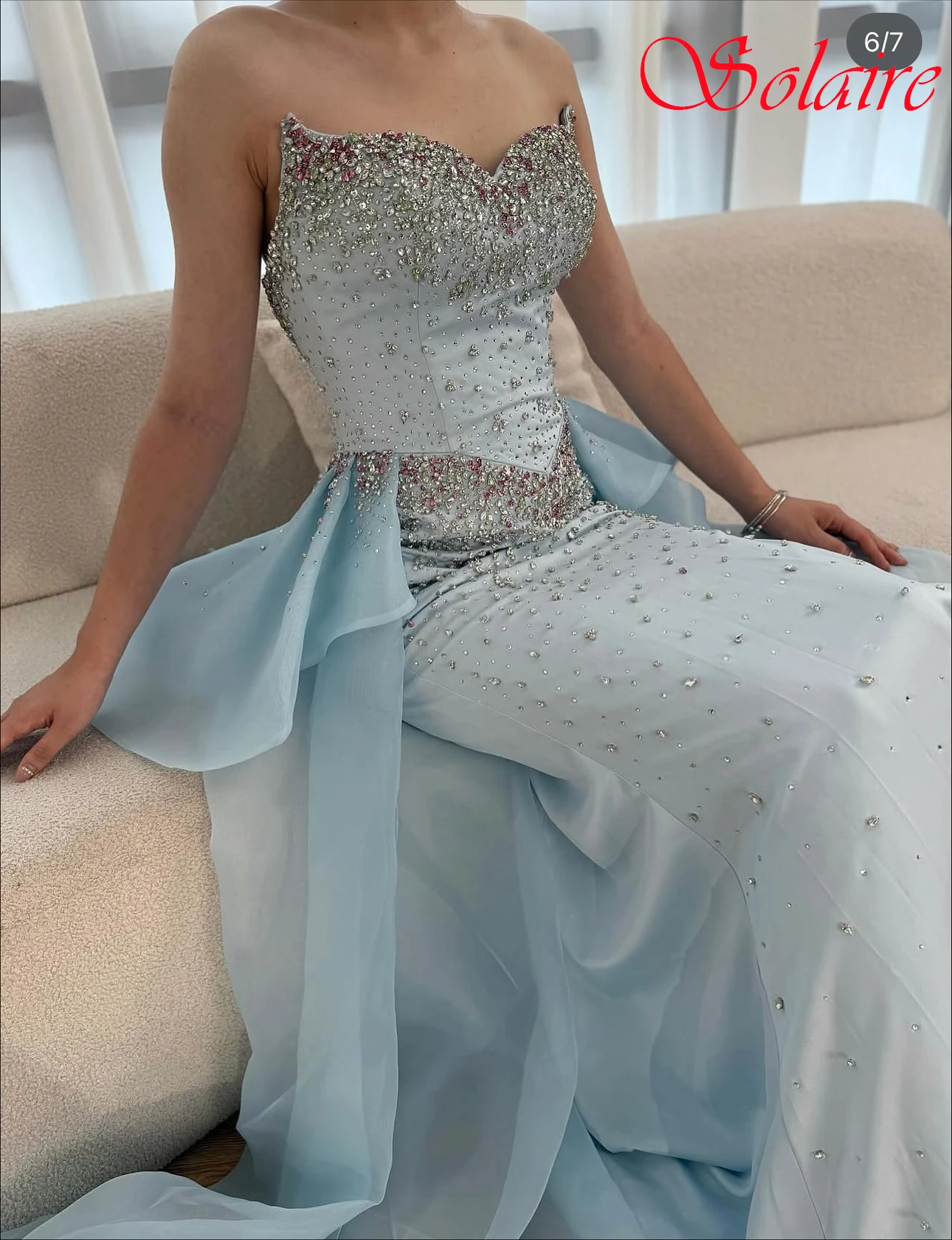 

Customized Straight Strapless Sleeveless Elegant Evening Dress Delicate Bespoke Occasion Gowns Temperament Classic Party Dress