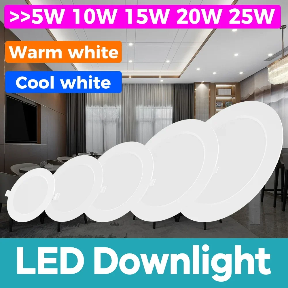 

LED Recessed Ceiling Light Downlight Lamps Ultra Thin Spotlight Round Panel Lamp for Kitchen Bedroom Living Room Home Hotel 220V