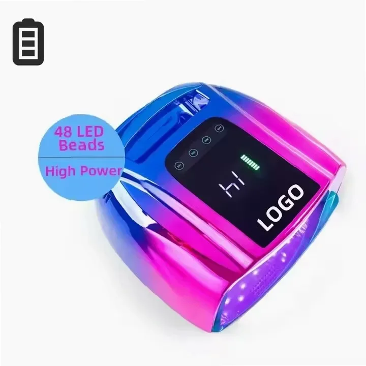 Portable 96W UV LED Nail Dryer Lamp, Cordless Gel Nail Polish Curing Light with Detachable Stainless Steel Base