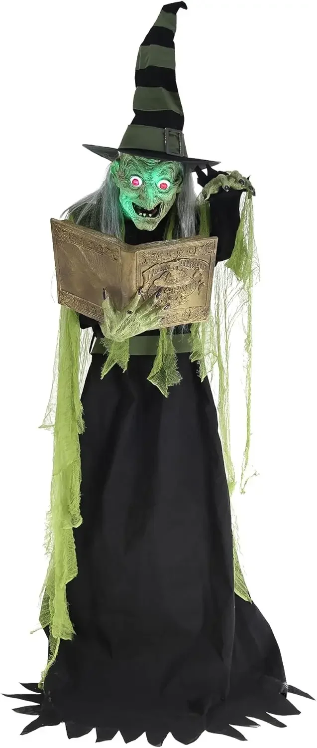 6-Ft. Enchantress Witch, Motion-Activated Talking Scare Prop Halloween Animatronic for Indoor or Covered Outdoor Creepy