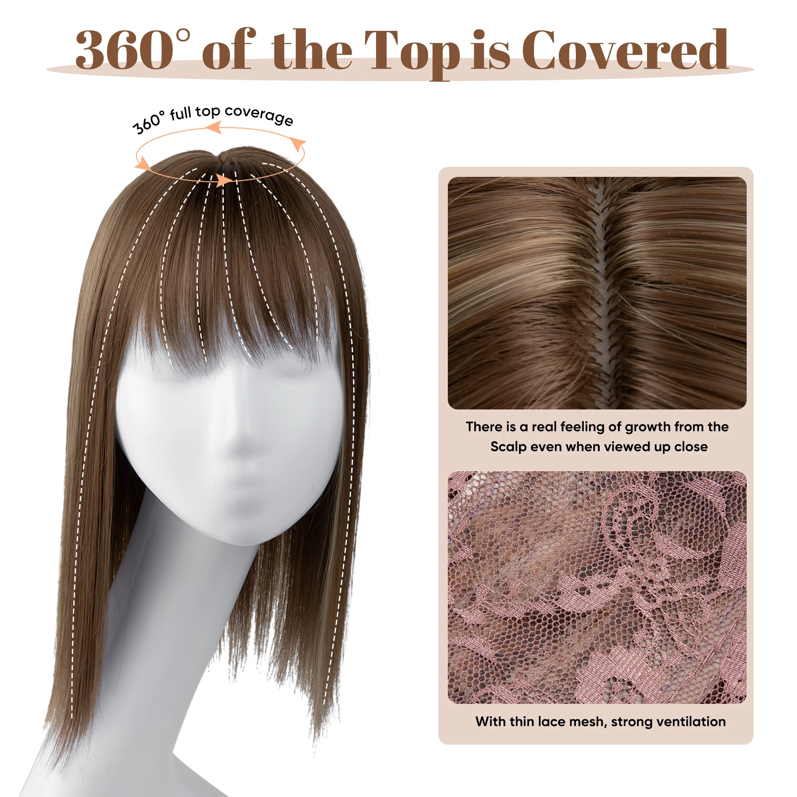 One Piece Synthetic Hair Toupee Fiber Hairpiece For Women Clip In Bangs Extension Wig Lady Fake Natural Invisible Topper C8 view 5