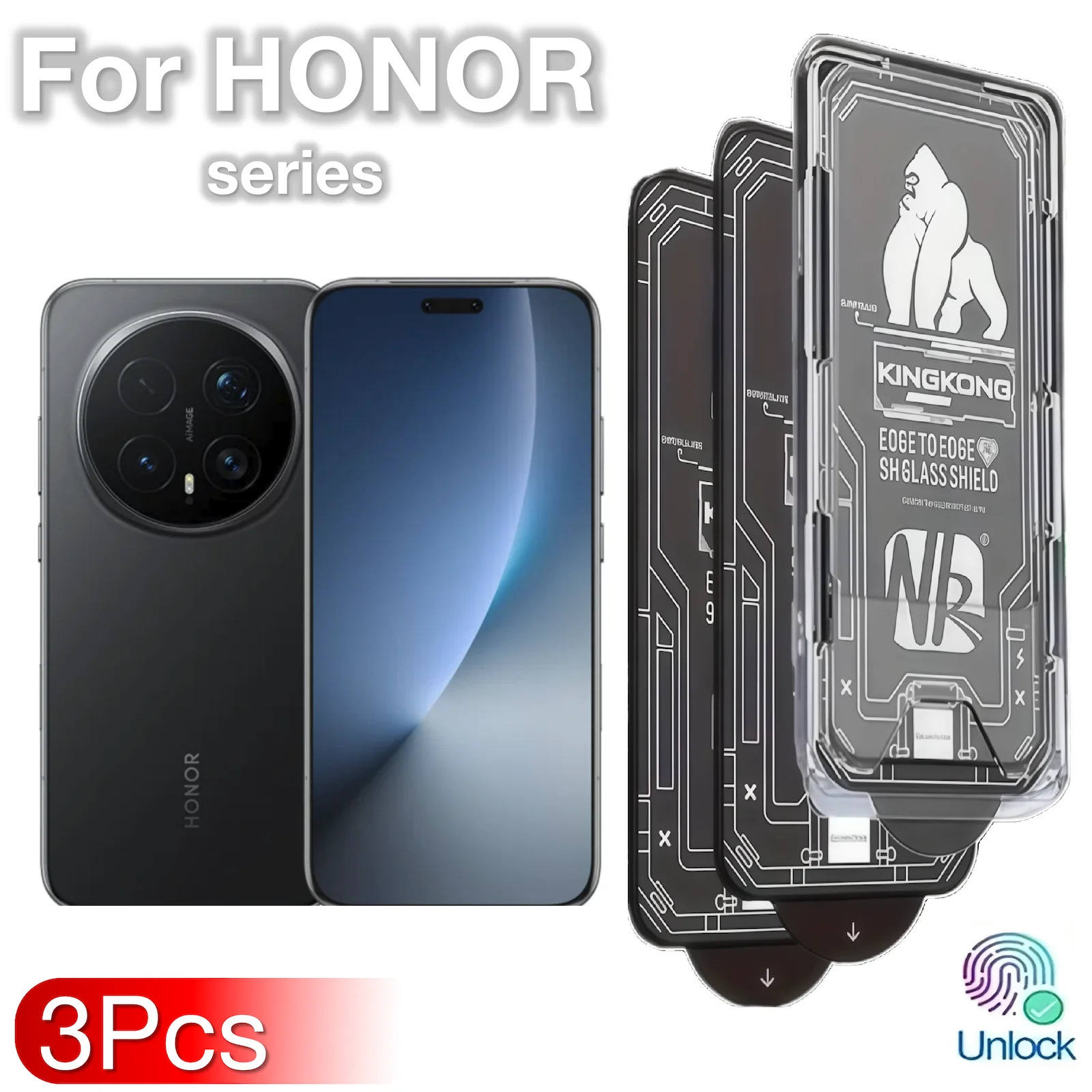 3 Stück für Honor Magic 8 7 200 400 Pro Lite X9c X8a X8B X8c X7A X7C X7D X6A X5B 4G 5G Gehärtetes Glas Displayschutzfolie Staubfrei