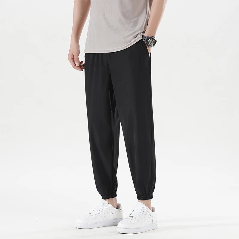 New Teenagers Summer 9-Point Harlan Pants Men'S Loose Thin Korean Small Foot Leisure Trend Fashion Ice Silk Quick Drying Trouser