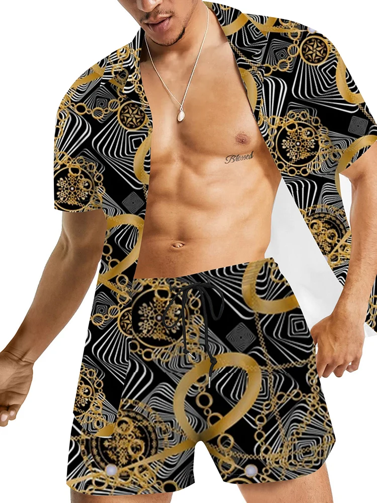 Camiseta Hawaiana de manga corta para hombre, traje de playa informal, estampado 3D de árbol de coco, conjunto de 2 piezas