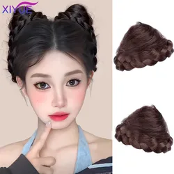 XIYUE   Cat Ear False Hair Ball Head Wig Female Synthetic Hair Increase Volume Fluffy Cow Horn Wrap Ball Head