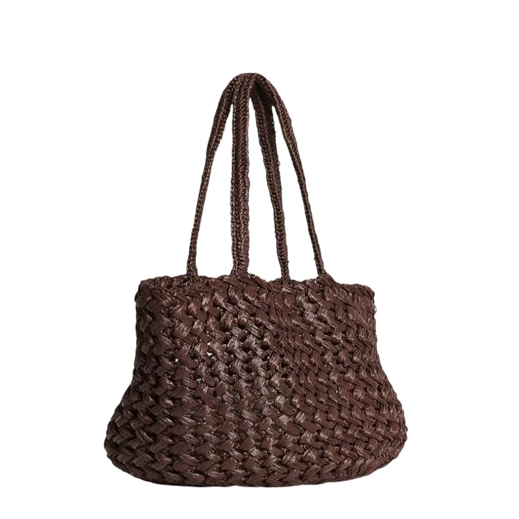 

Женская плетеная сумка-тоут из соломы, повседневная модная сумка через плечо, плетеная сумка-корзина для ежедневных поездок