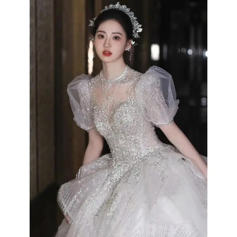 New Bridal Main Yarn With High Quality Texture French Heavy Industry Sparkling Princess Large Size Customization