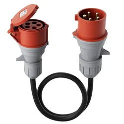 dé CEE Red 32A Male to 16A Female Adpater 1m Cable  3-Phase 400V 5-pin with Protection Class IP44 for EV Charger EVSE