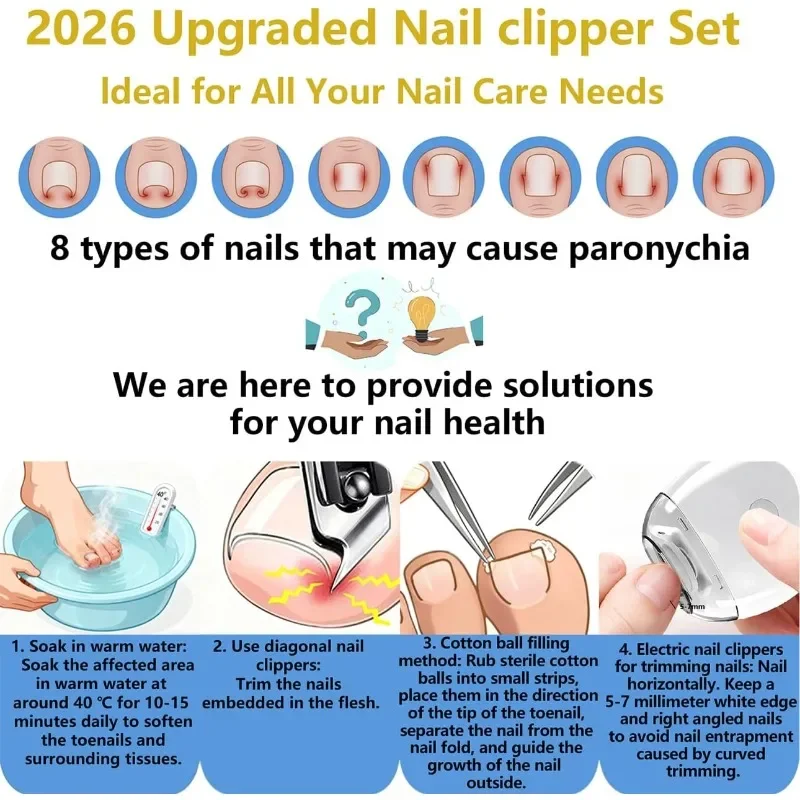 Electric Automatic Nail Clipper & Trimmer Oblique NailClippers 3-in-1 Nail Grinder 3Speeds Gentle for Adults & Babies Nail Care