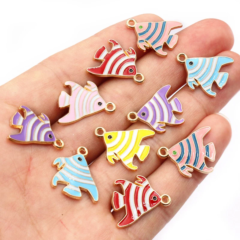 20pcs Enamel Fish Charms Pendant for Earrings Necklace Bracelet Findings Alloy Metal DIY Jewelry Making Accessories - view 5