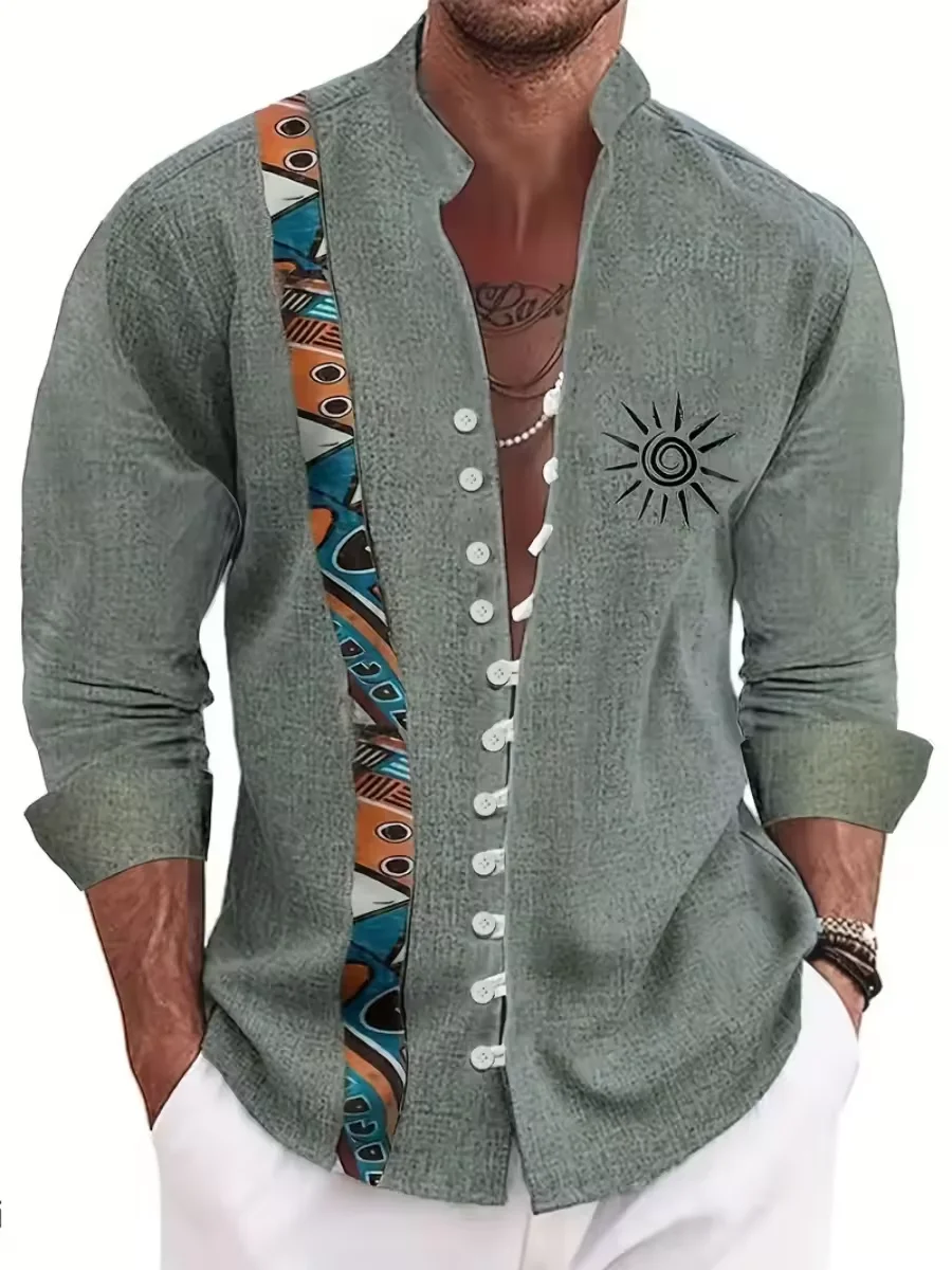 11 new colors of men's fashionable long-sleeve casual street style summer comfortable Hawaiian linen shirts with fast delivery