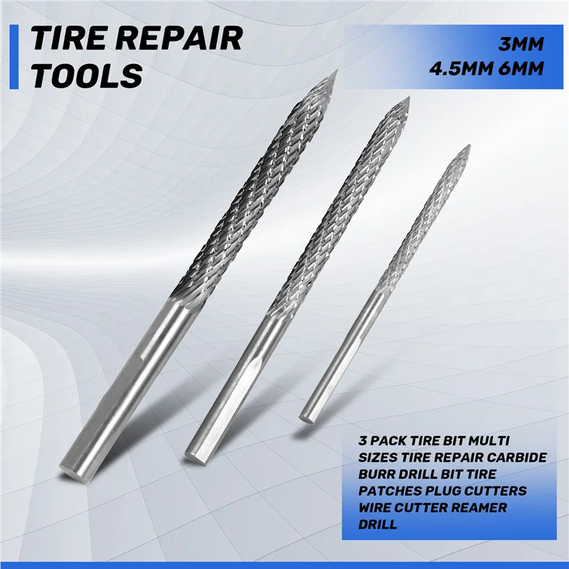 

HGSW-Mushroom Nail Bit Tire Mushroom Diced Drill Tire Repair Cutters Wire Cutter Reamer Drill 3 Pack