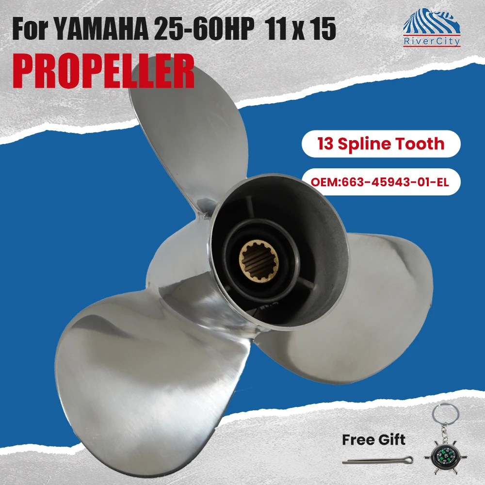 

Лодочный гребной винт для Yamaha 25 л.с., 30 л.с., 40 л.с., 48 л.с., 50 л.с., 55 л.с., подвесной винт 11x15, лодочный мотор, гребной винт из нержавеющей стали, 3 лопасти 13 винт ямаха 40