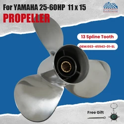 Boat Propeller For Yamaha 25hp 30hp 40hp 48hp 50hp 55hp Outboard Screw 11x15 Boat Motor Stainless Steel Propeller 3 Blade 13