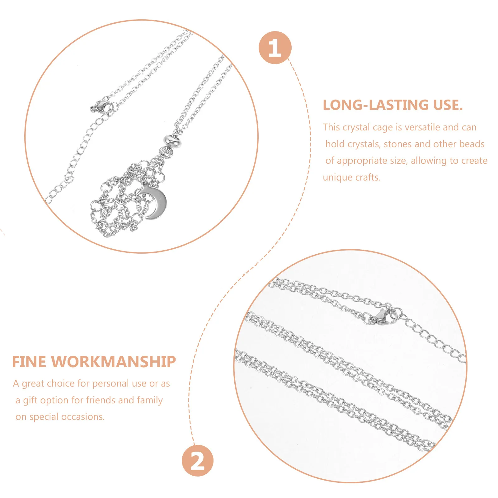 

Crystal Cage Necklace Holder Stylish Stone Pendant Chain for Women Unique Craft Jewelry Crystal Necklaces Accessories