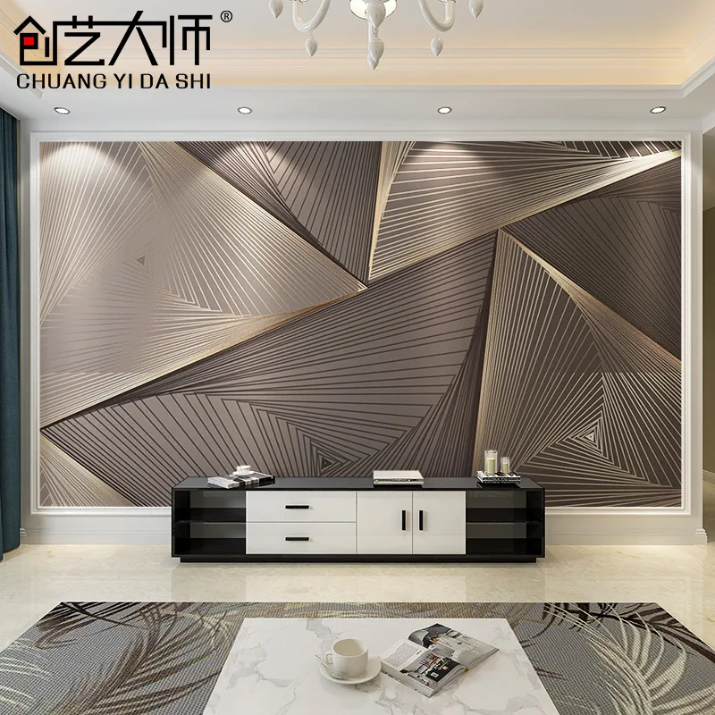 Customized products 3D Modern simple TV background painting light luxury living room Abstract geometry sofa bedroom wallpaper 3d