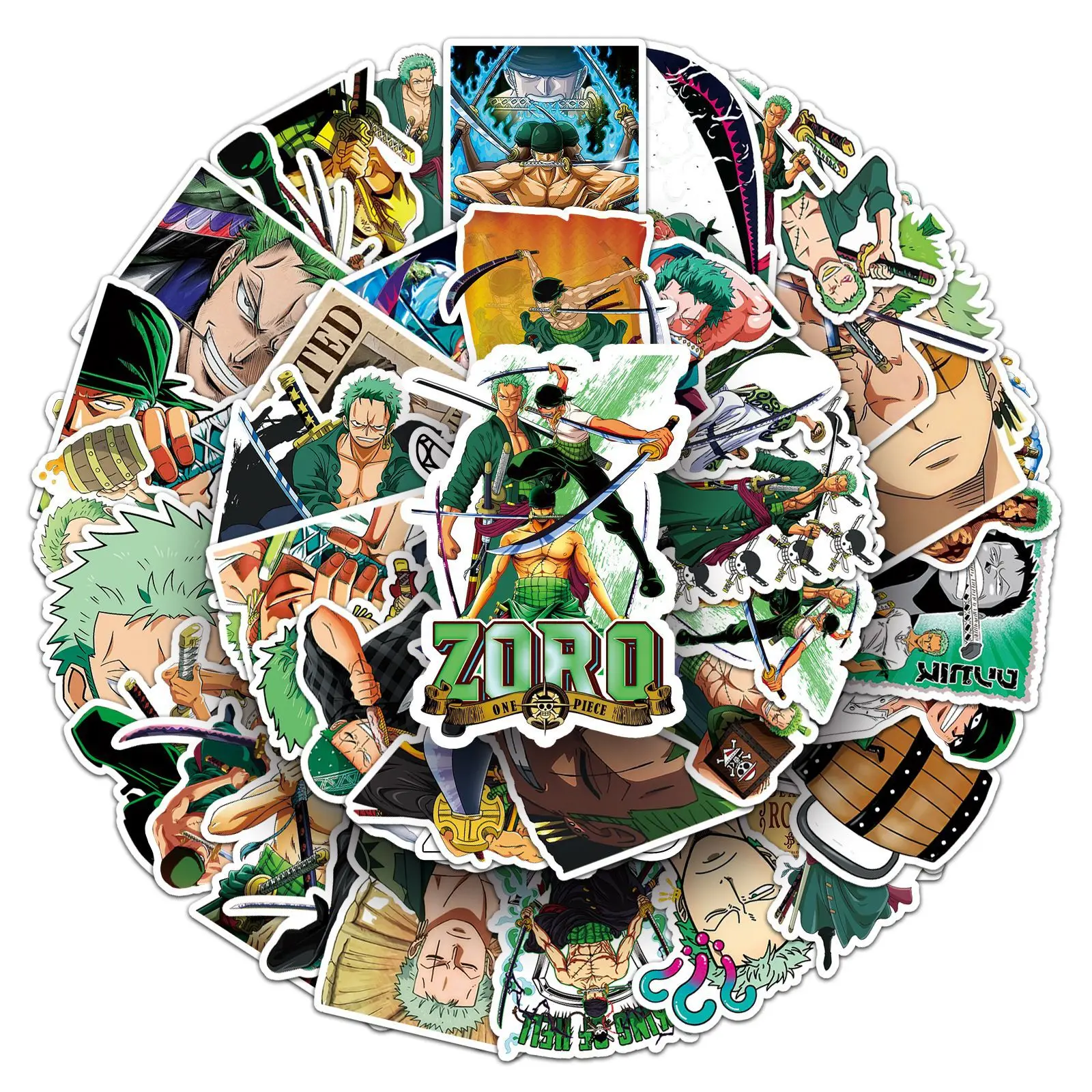 

10/30/50PCS Anime ONE PIECE Cool Zoro Stickers Cartoon Graffiti Decal DIY Skateboard Phone Guitar Waterproof Sticker Kid Toys