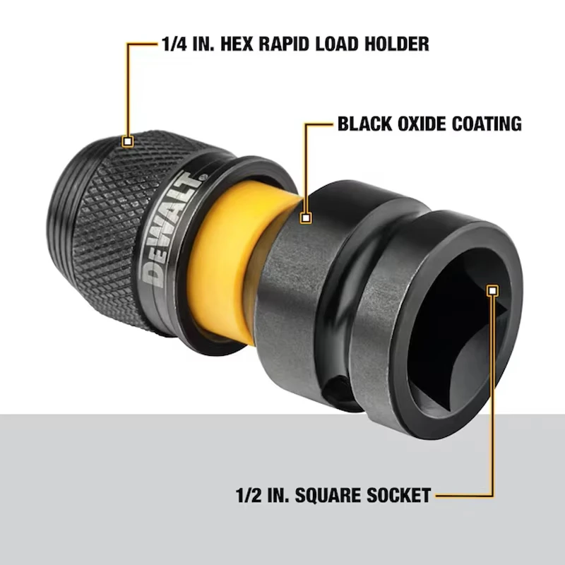 DEWALT DT7508 1/4 дюйма с шестигранной головкой на 1/2 дюйма, адаптер для квадратного ударного ключа, противоударный электрический ключ, преобразователь аксессуаров для электроинструмента