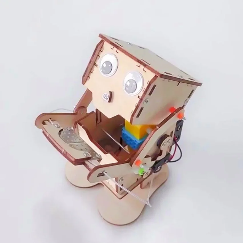 Kit de modèle en bois de Robot mangeant de pièces de monnaie à monter soi-même-projet vapeur expérience scientifique pour enfants éducation enseignement jouet d'assemblage