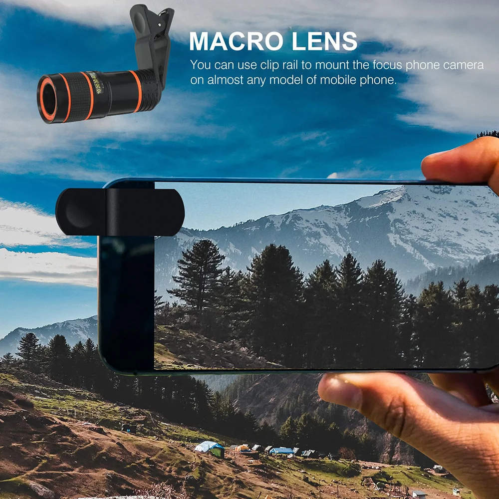 Telescopio universale per telefono Lente lunga 12x Telescopio per smartphone Obiettivo di messa a fuoco Mini obiettivo per telescopio monoculare portatile ad alto ingrandimento