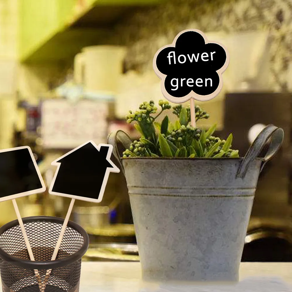 

8Pcs Mini Wooden Chalkboard Blackboard Signs Creative Garden Flower Plant Tags for Christmas Wedding Table Name Labels