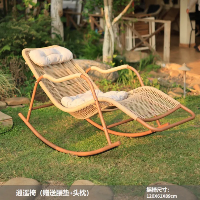 

Ergonomic Wicker Rocking Chair Patio Balcony Lounge Recliner for Seniors Garden Outdoor Furniture Sillas De Playa Recliner Chair