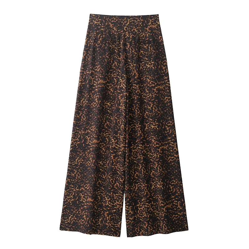 Willshela Women Fashion Printed Pleated Front Zipper Straight Pants Vintage High Waist Full Length Female Chic Lady Trousers