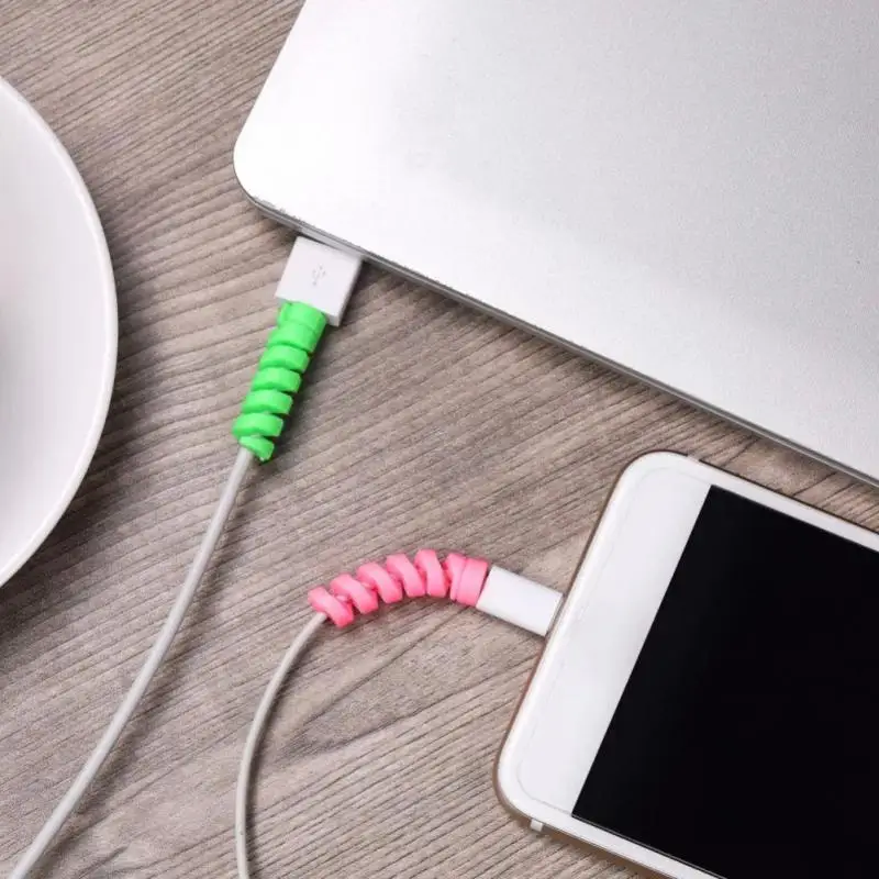 Cable Protector Universal Silicone Data Cable Spiral Winder Wire Cord Organizer Cover For Iphone USB Charger Cable Cord