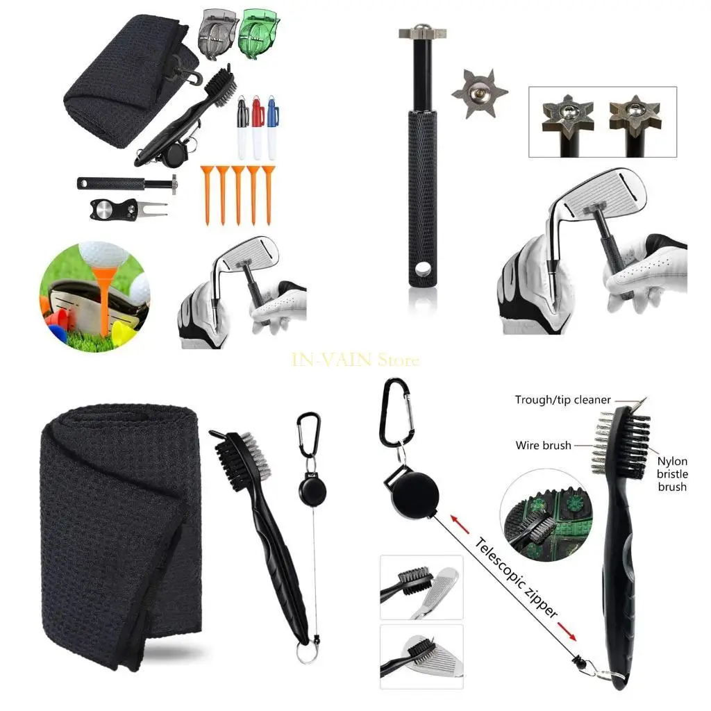 

M5TC Многофункциональный набор для чистки клюшек для гольфа, щетка для полотенец из микрофибры, инструмент для разметки, маркер