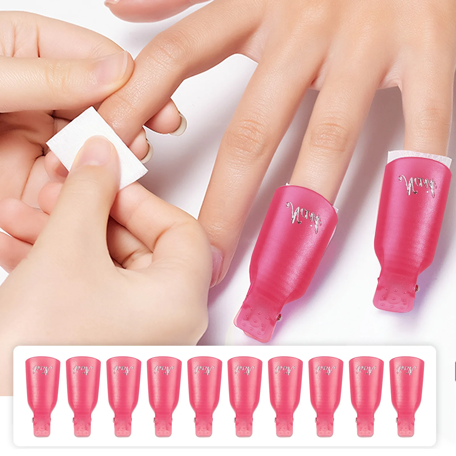 10 pçs/saco clipe de remoção acrílico do prego para remover uv led gel polonês roxo rosa ferramentas manicure suprimentos para profissionais ﻿