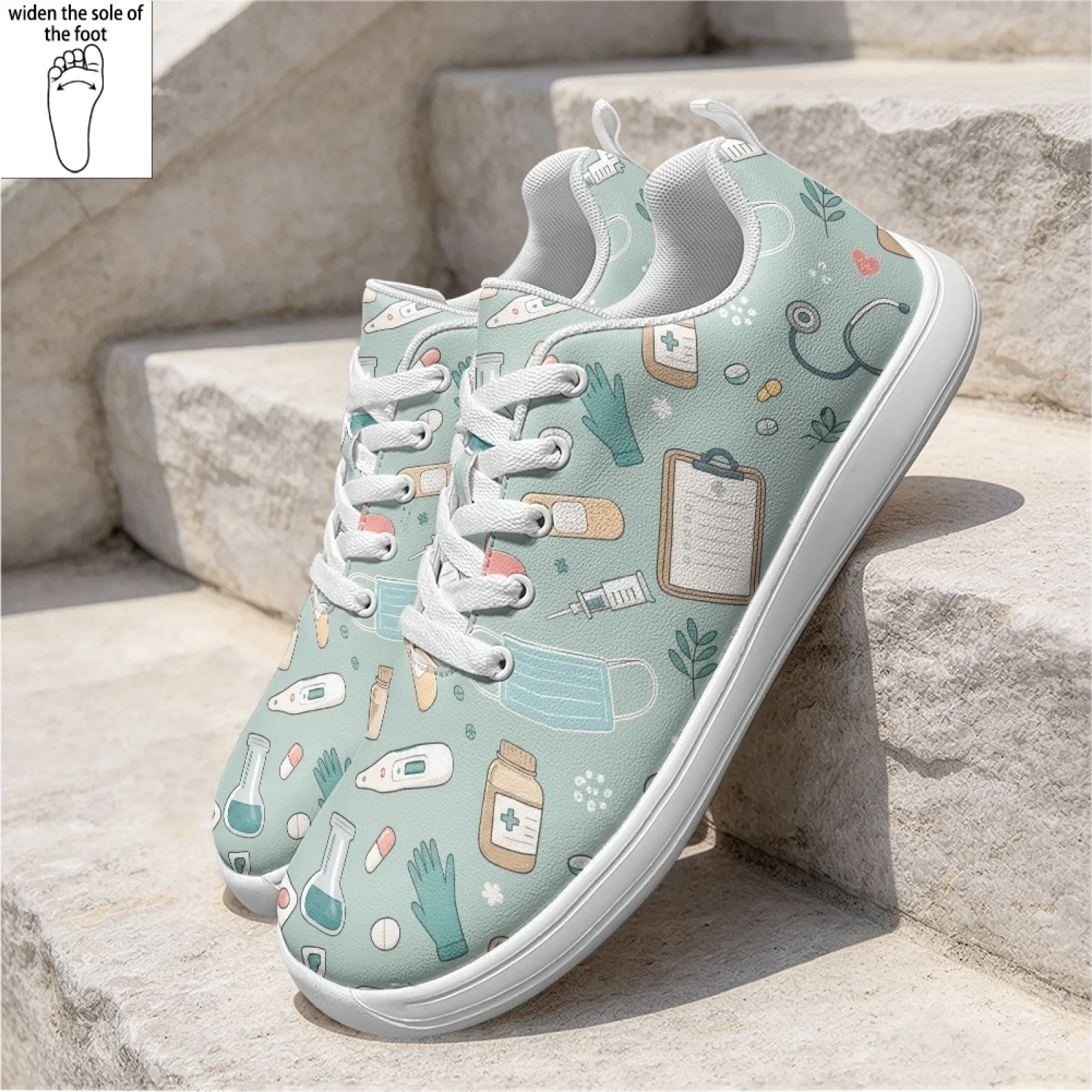 PENSTROLL Comfortable Nursing Shoes Wide Width Washable Comfort Work Shoes for Standing Women Medical Supply Pattern