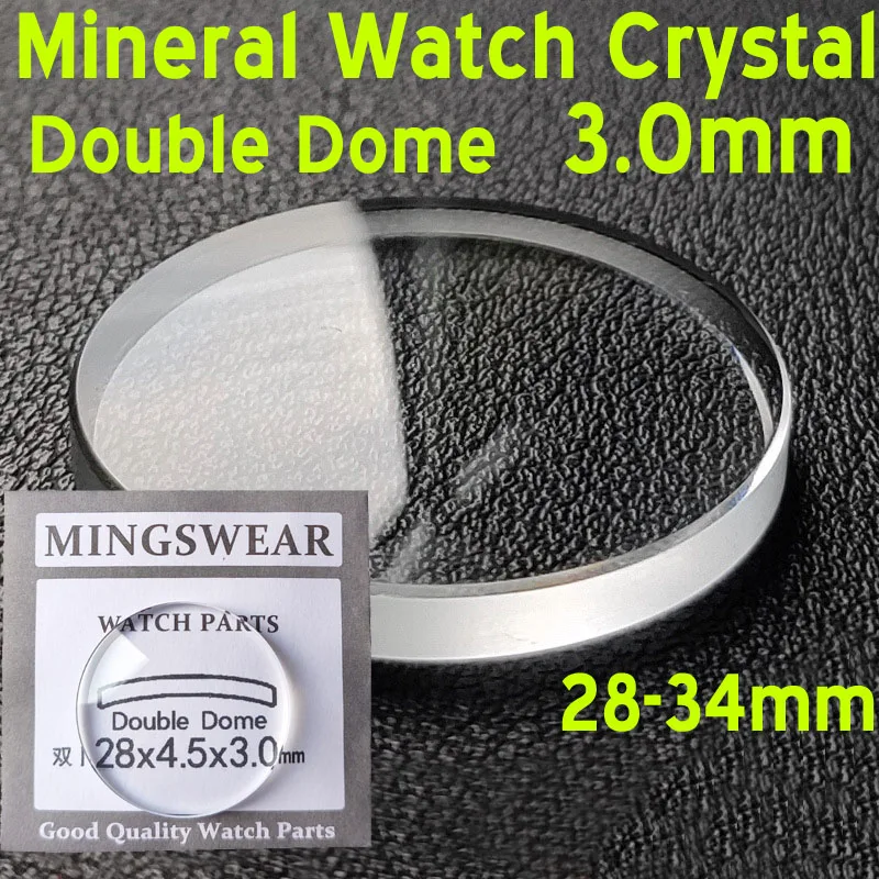 3mm Thickness Double Dome Watch Lens Mineral Glass Replacement Parts 28mm-34mm Circular Transparent Watch Crystal 1 Piece