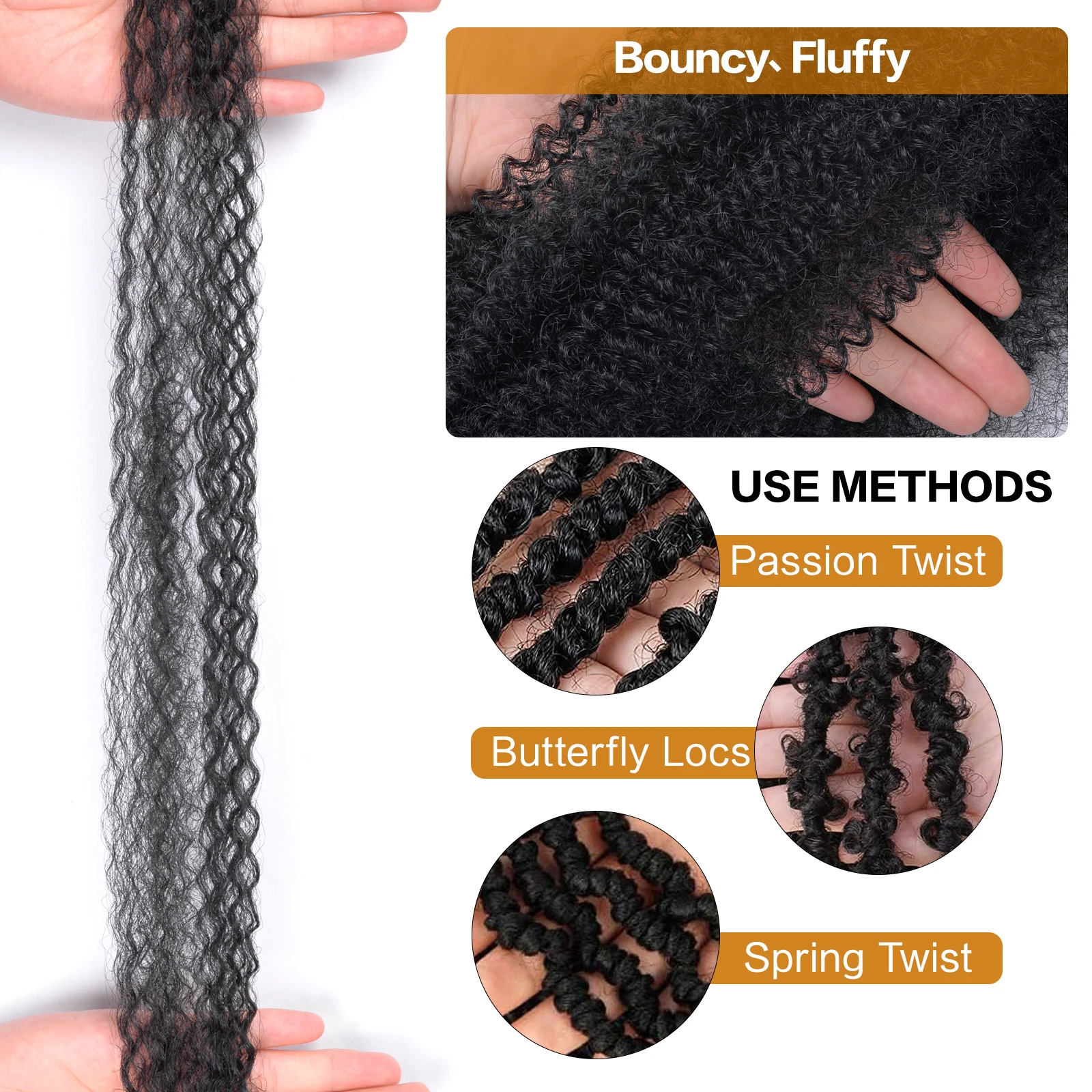 Federndes Afro-Twist-Haar, 16/24 Zoll, synthetische, vorgetrennte Afro-Kinky-Twist-Häkelhaarverlängerung für Faux Locs, Marley-Zöpfe