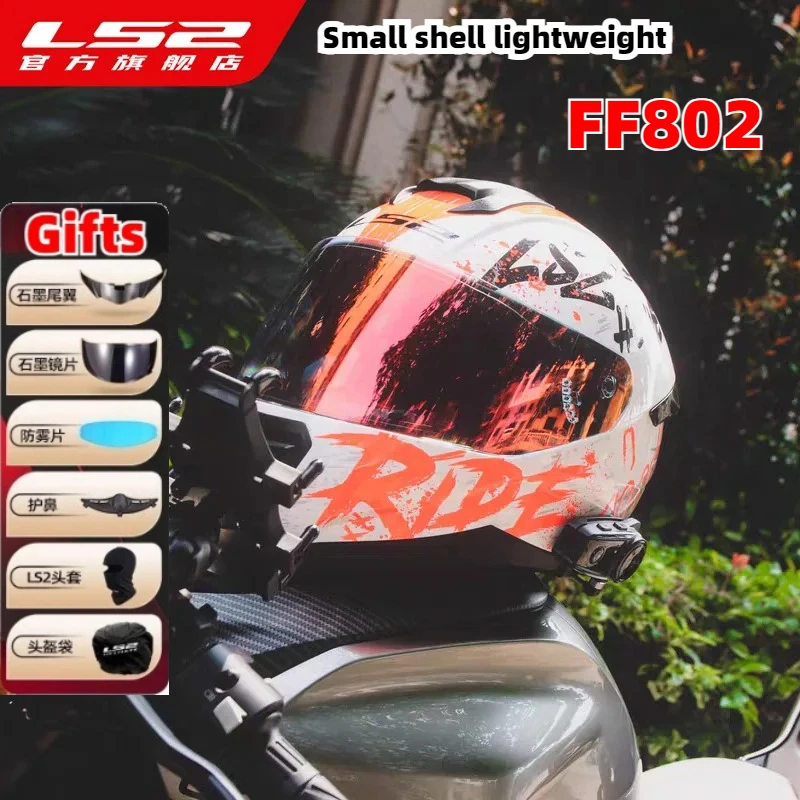 

LS2 Motorcycle Helmet FF802 Men Women Couple Biker Racing Four Seasons Full Helmet Anti-fog Big Tail Wing Motocross Casco Moto