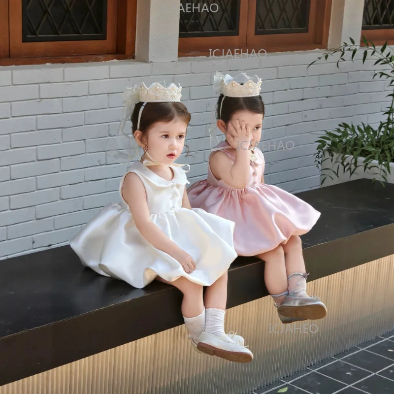 2026 Children Girls First BirthdayPrincess Tutu Flower Girl Wedding Gown Fashion Costume Dress Baby Kids Catch Week Party