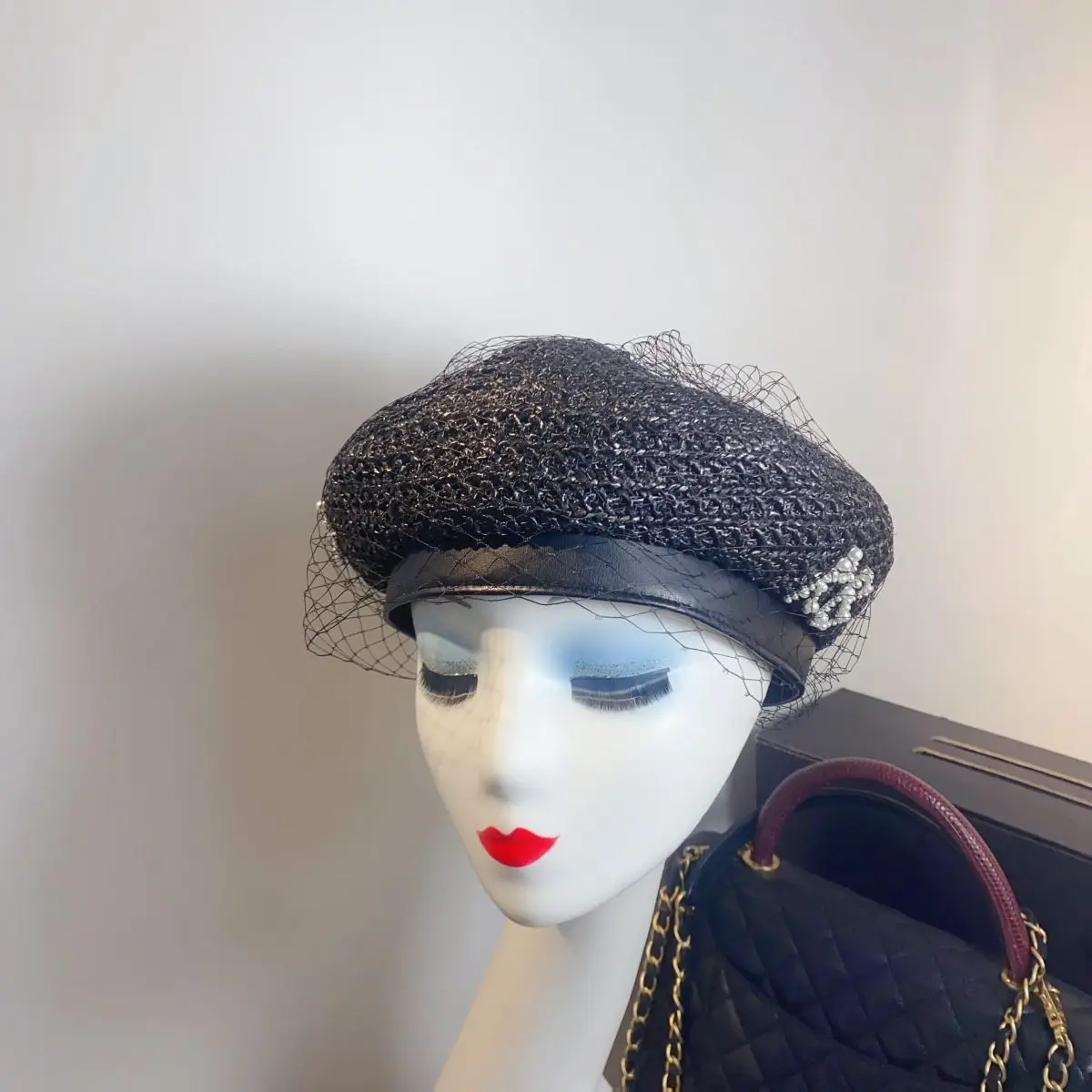 New Letter RB Grass Woven Mesh Beret Hat Vintage Breathable Big Head Style Fashion Versatile Painter Spring/Summer Bud Hat Girl